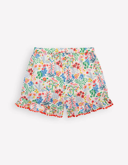Frill Woven Shorts-Multi Floral