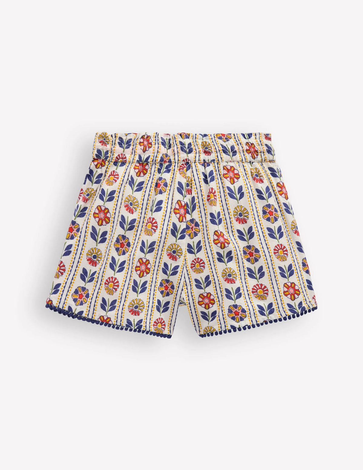 Pull-on Vacation Shorts-Ivory Floral Stripe