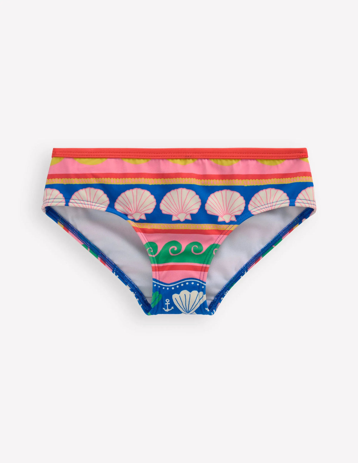 Patterned Bikini Bottoms-Multi Sea Shell Stripe