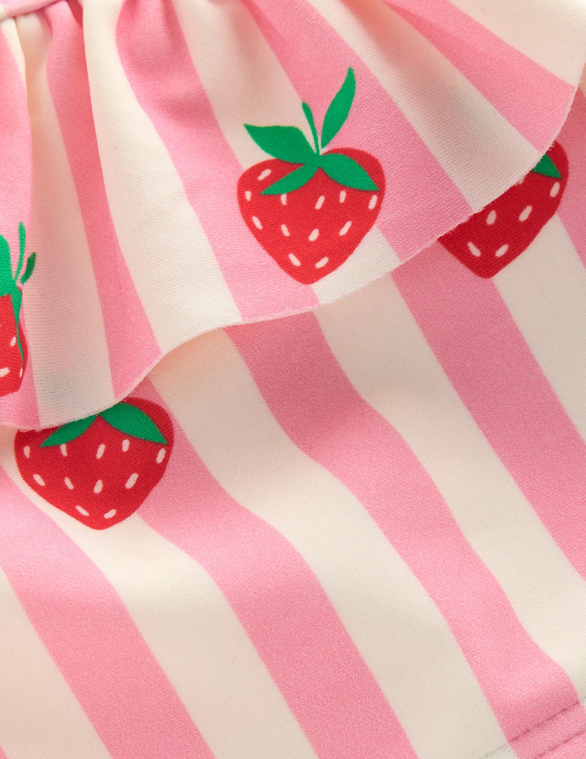 One Shoulder Frill Bikini Set-Pink strawberry stripe