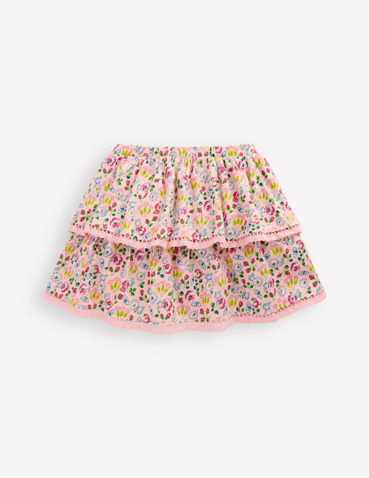 Ruffle Jersey Skort-Chalk Pink Spring Garden