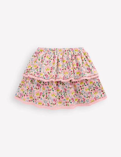 Ruffle Jersey Skort-Chalk Pink Spring Garden