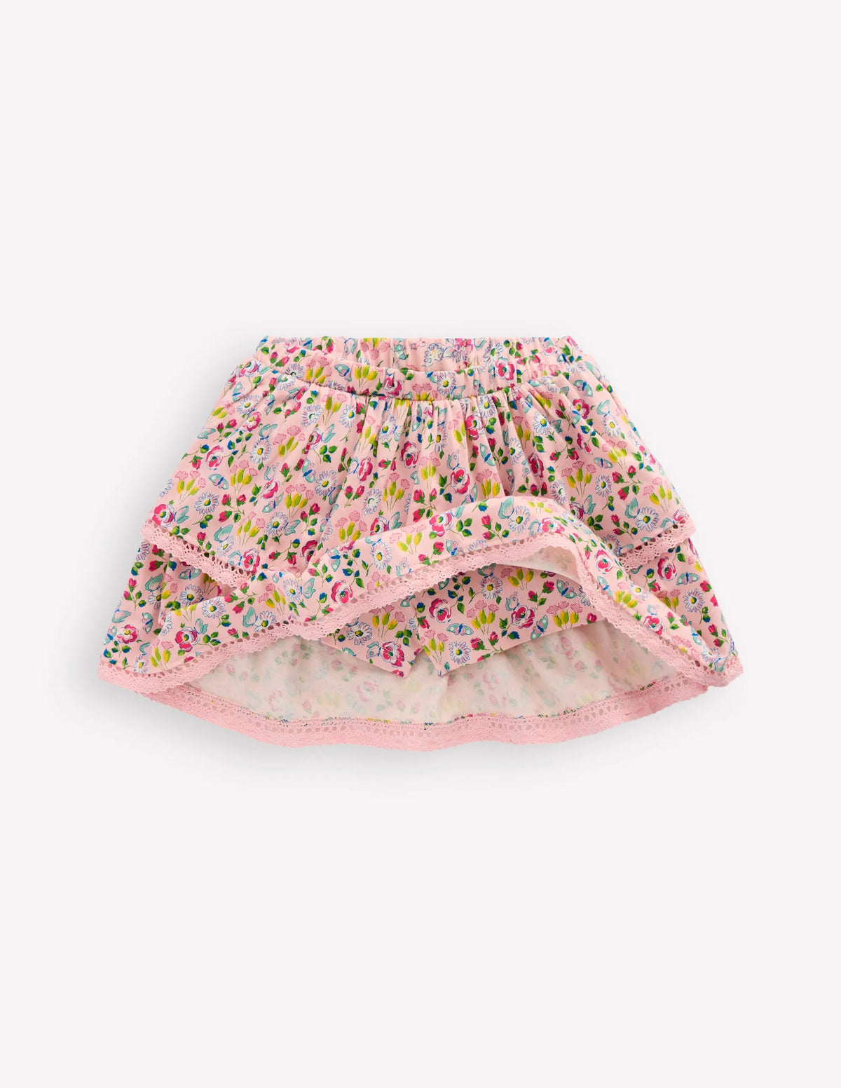 Ruffle Jersey Skort-Chalk Pink Spring Garden