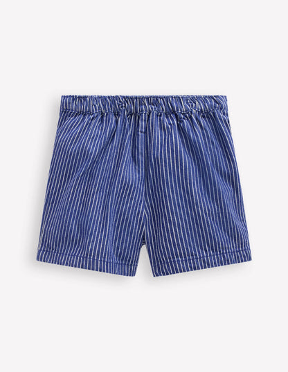 Wrap Woven Skort-Sapphire Blue/ Ivory Stripe