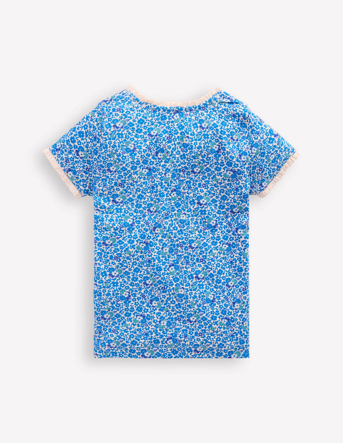 Short Sleeve Ribbed T-shirt-Cabana Blue Ditsy Floral