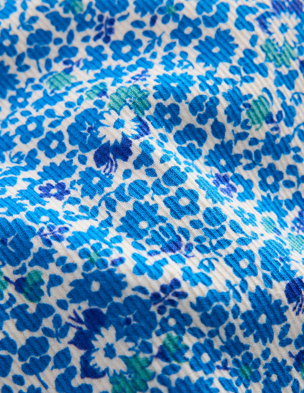 Short Sleeve Ribbed T-shirt-Cabana Blue Ditsy Floral