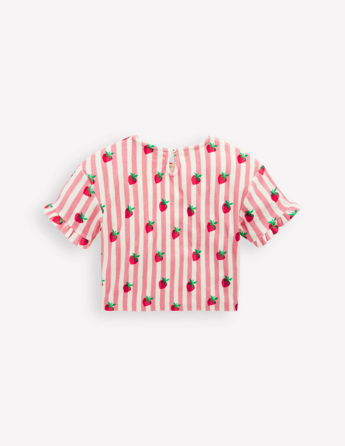 Dropped Shoulder Towelling Top-Blush Strawberry Stripe