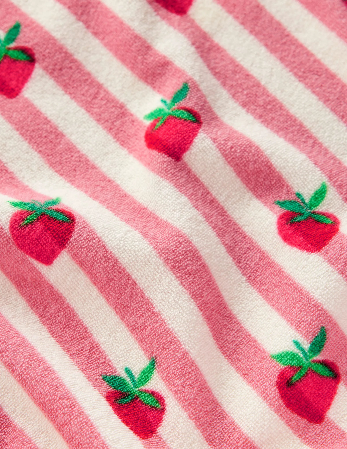 Dropped Shoulder Towelling Top-Blush Strawberry Stripe