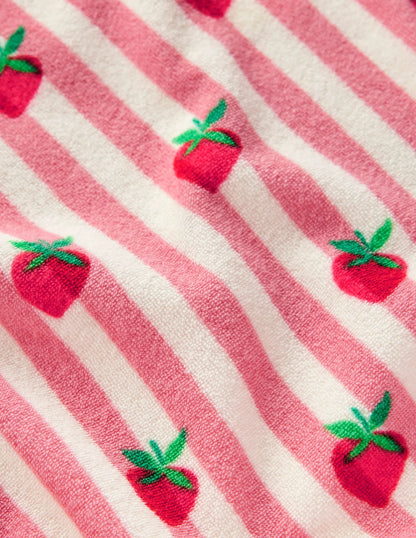 Dropped Shoulder Towelling Top-Blush Strawberry Stripe