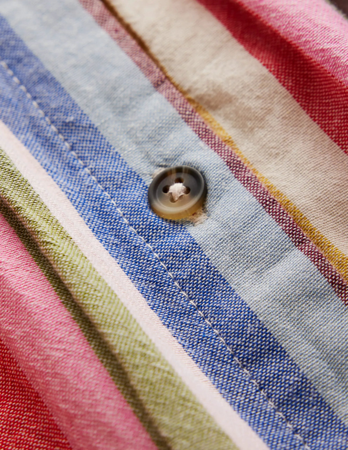 Remy Button Through Dress-Pink/ Green Multistripe