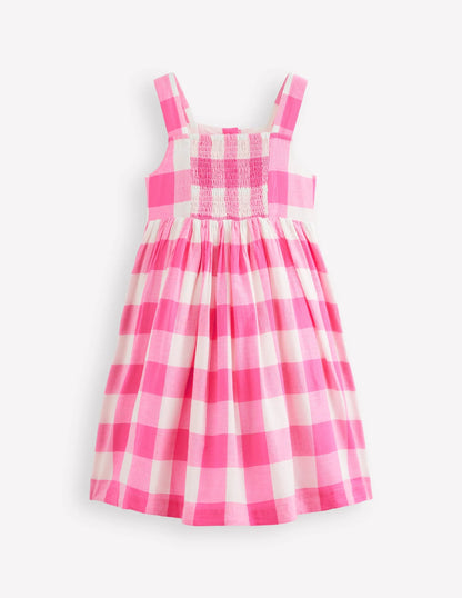 Remy Button Through Dress-Pink Punch Gingham