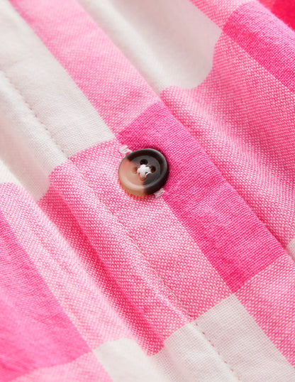 Remy Button Through Dress-Pink Punch Gingham
