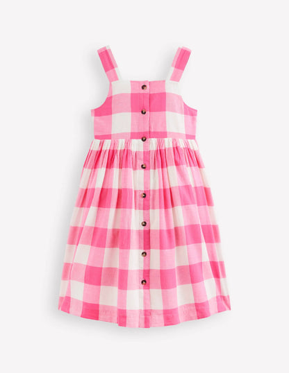 Remy Button Through Dress-Pink Punch Gingham