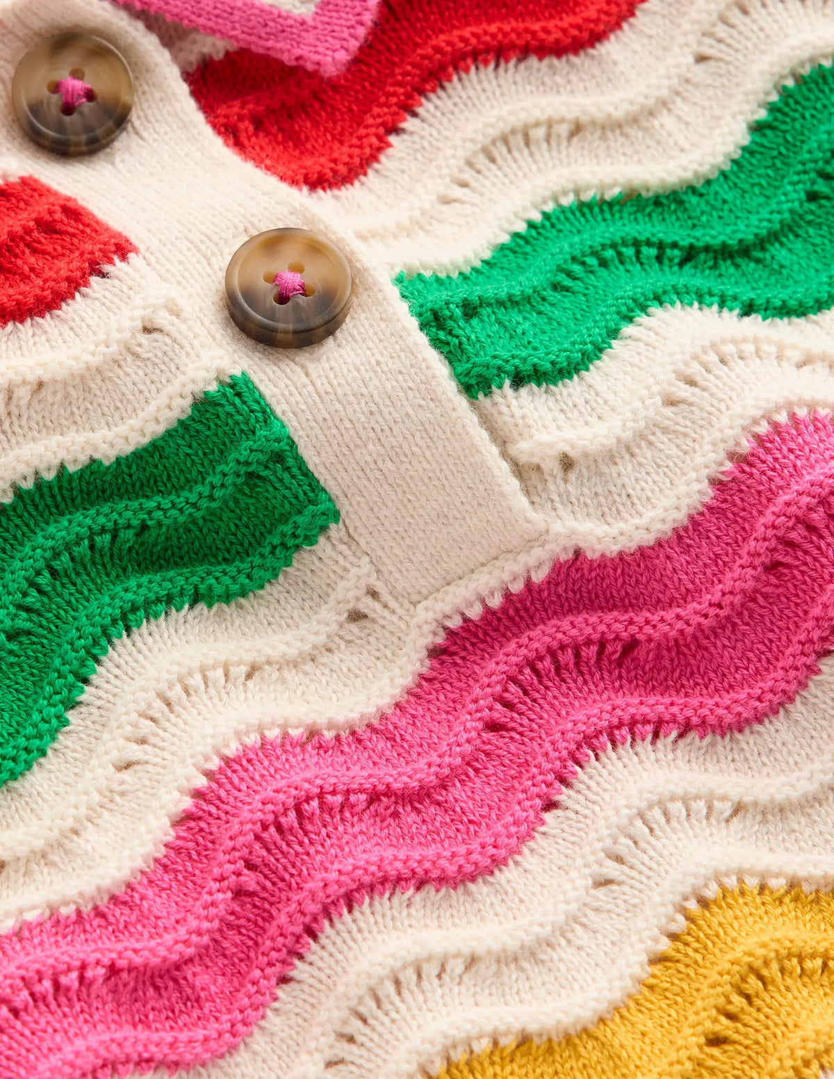 Pointelle Knitted Polo Top-Ecru Marl Multi Wave
