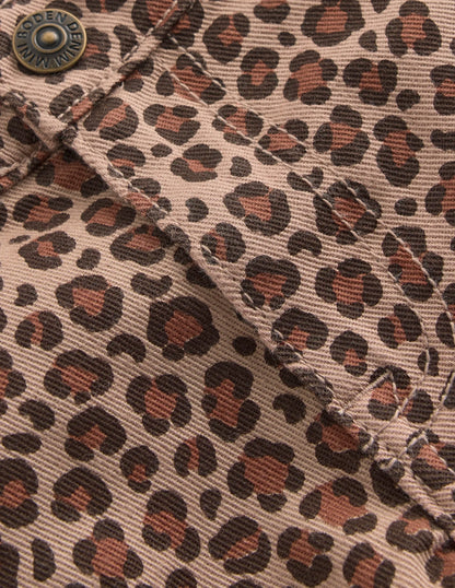 Denim Shorts-Leopard