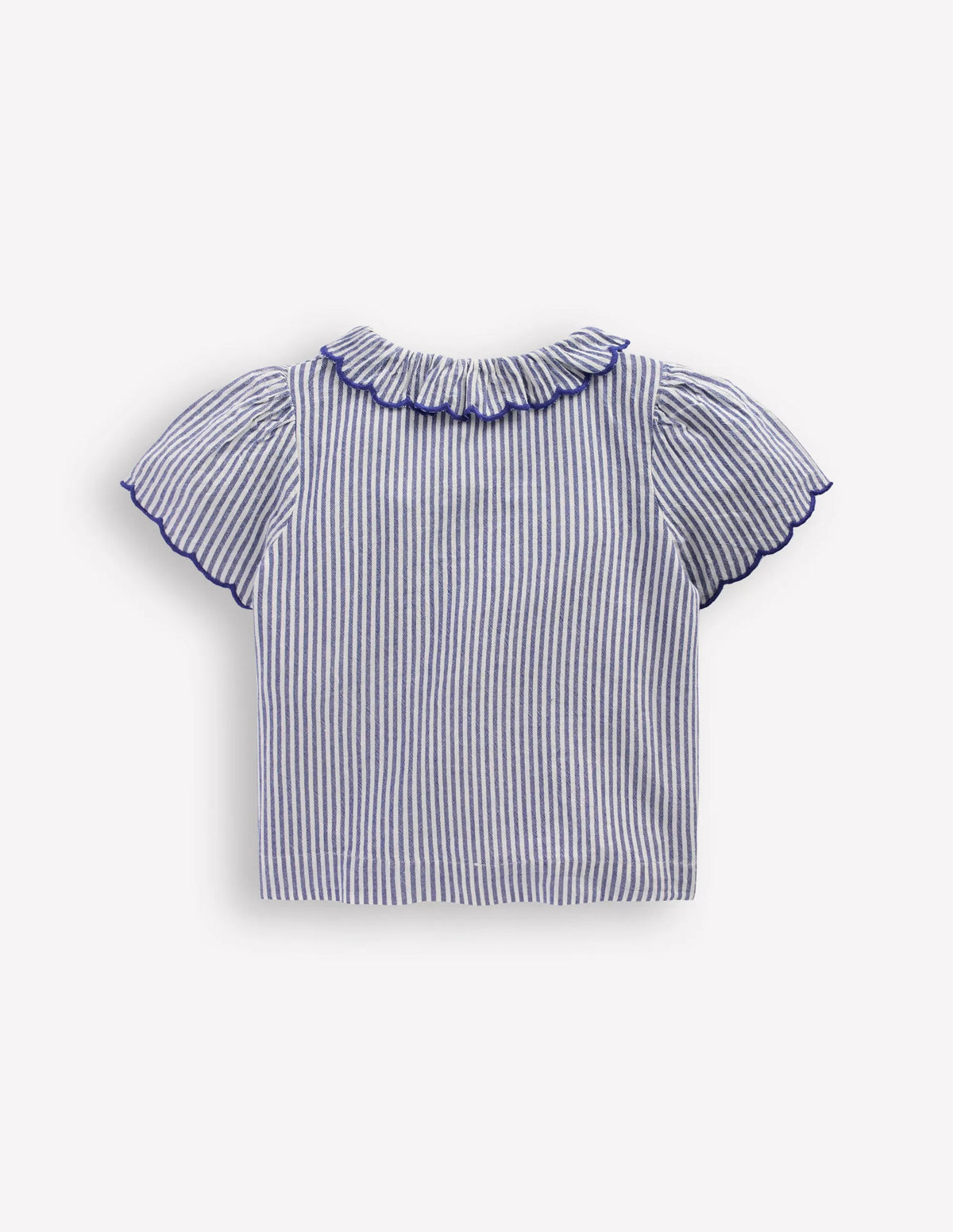 Button-through Blouse-Blue/Ivory Stripe