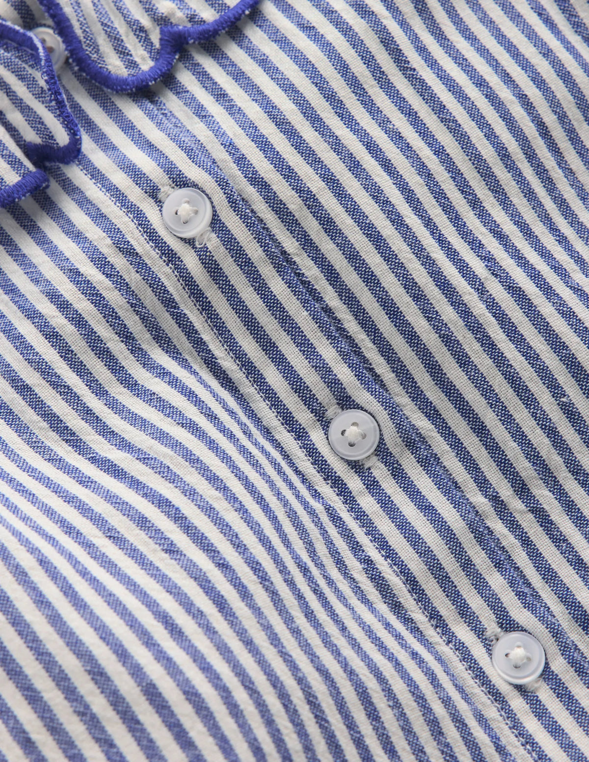 Button-through Blouse-Blue/Ivory Stripe