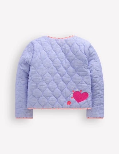 Reversible Quilted Jacket-Blue Embroidery