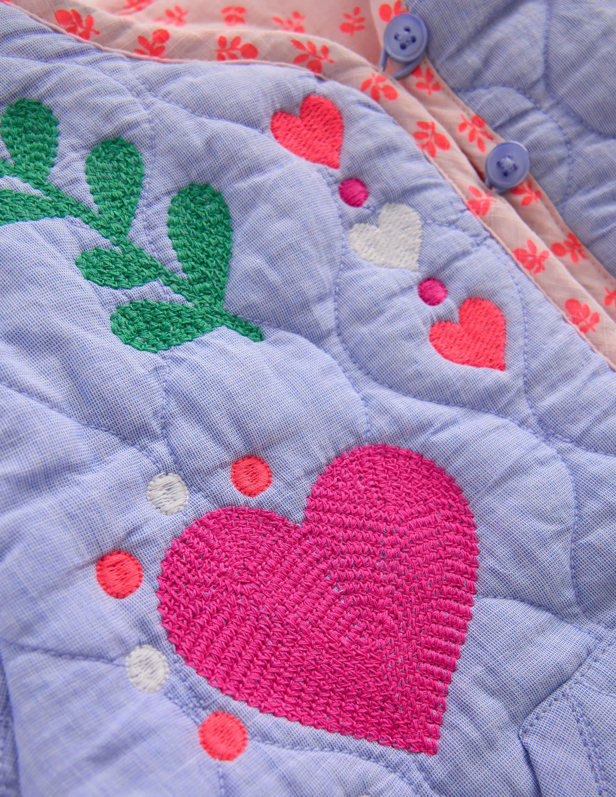Reversible Quilted Jacket-Blue Embroidery