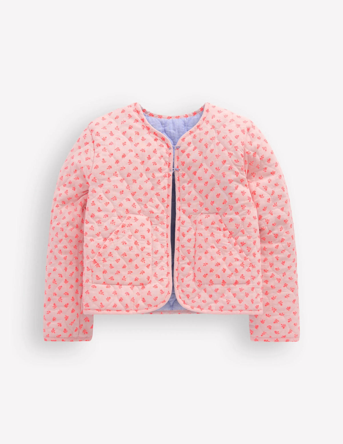 Reversible Quilted Jacket-Blue Embroidery