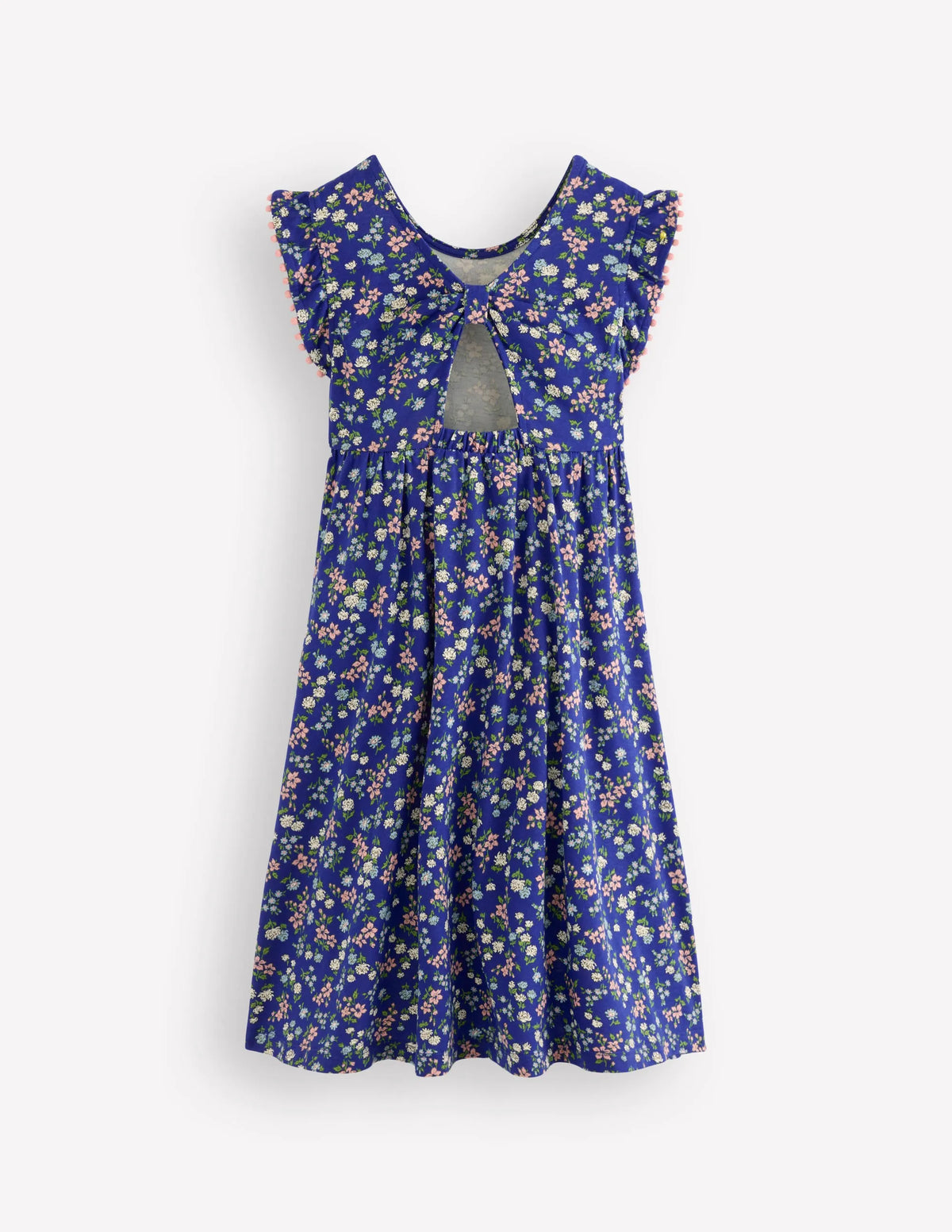 Clover Bow Back Jersey Dress-Blue Ditsy Floral