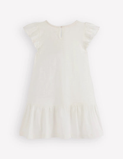 Logo Pocket Jersey Dress-Soft Ivory Ice Cream