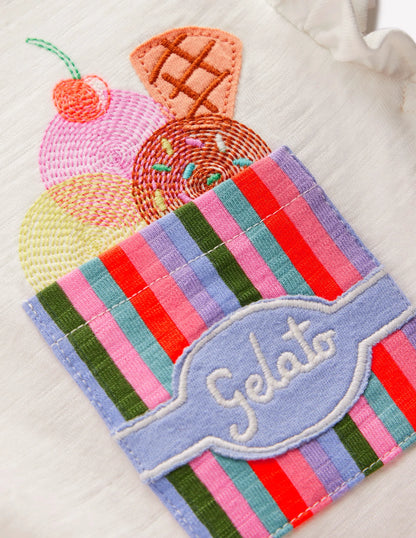 Logo Pocket Jersey Dress-Soft Ivory Ice Cream