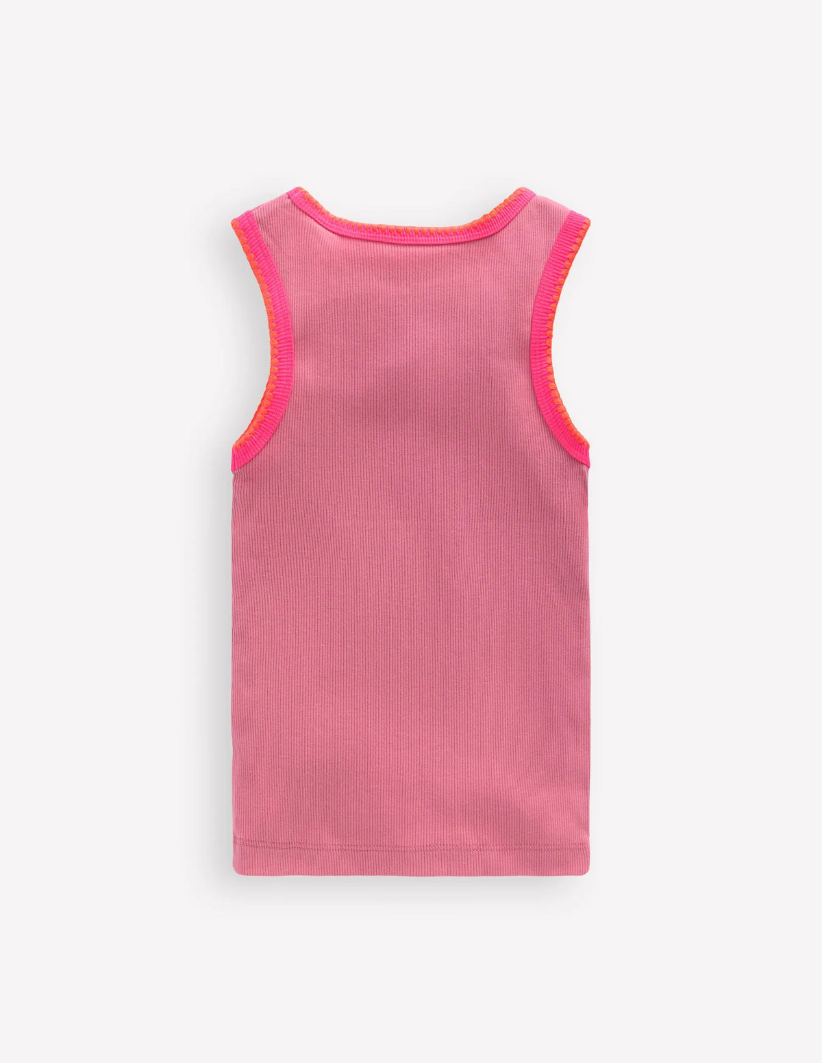 Crochet Trim Ribbed Vest-Pink Haze