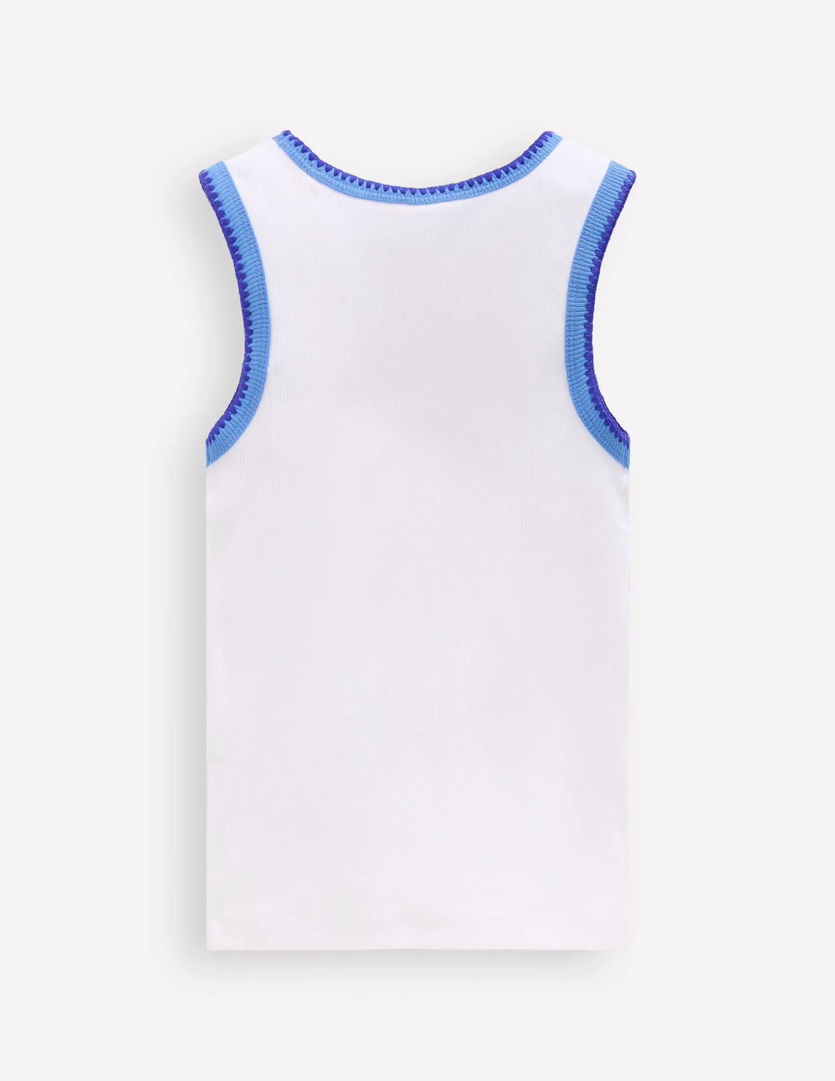 Crochet Trim Ribbed Vest-White