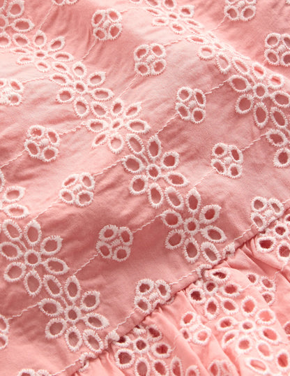 Peplum Woven Top-Almond Pink Broderie
