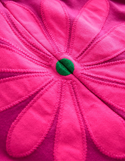 Enola Appliqué Jersey Dress-Raspberry Pink Giant Daisy