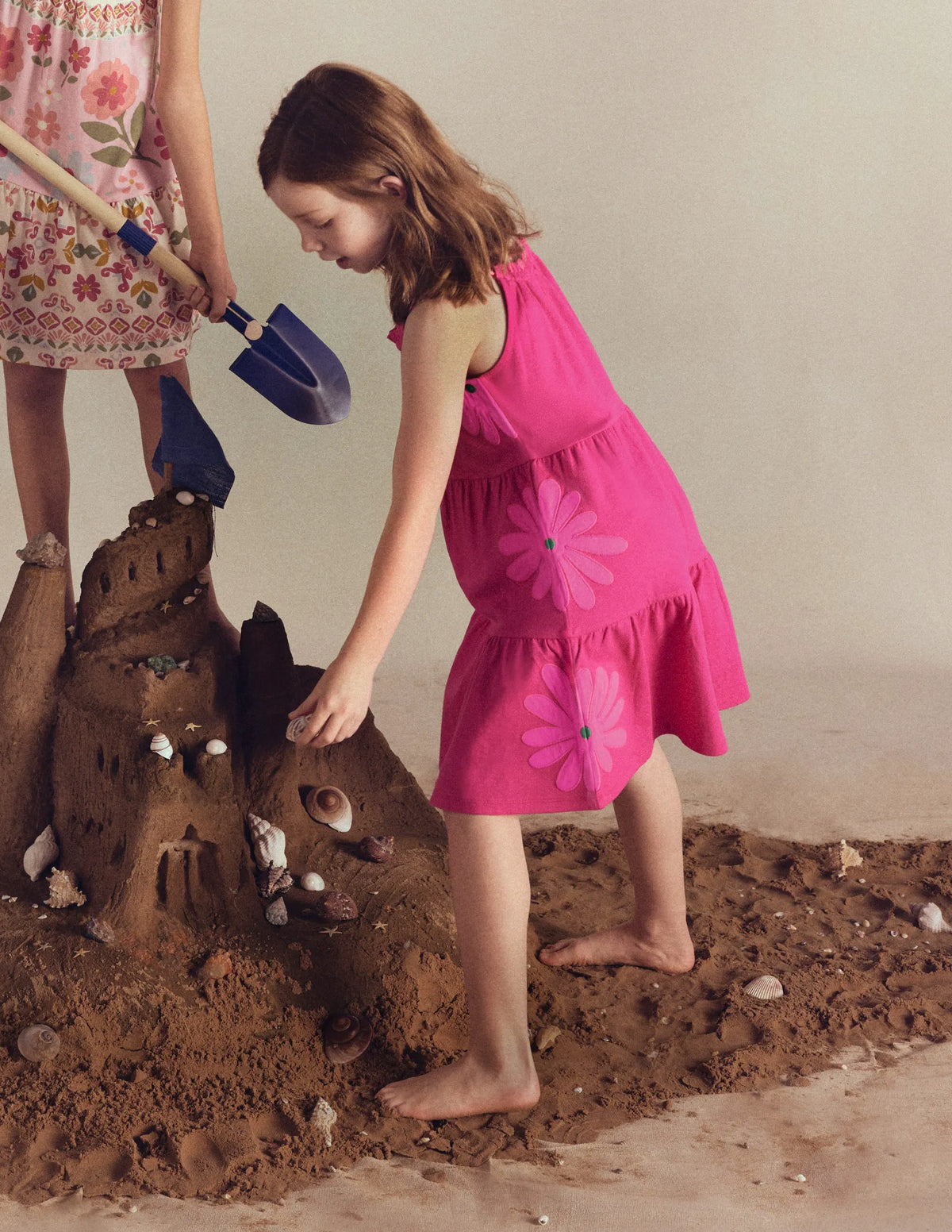 Enola Appliqué Jersey Dress-Raspberry Pink Giant Daisy