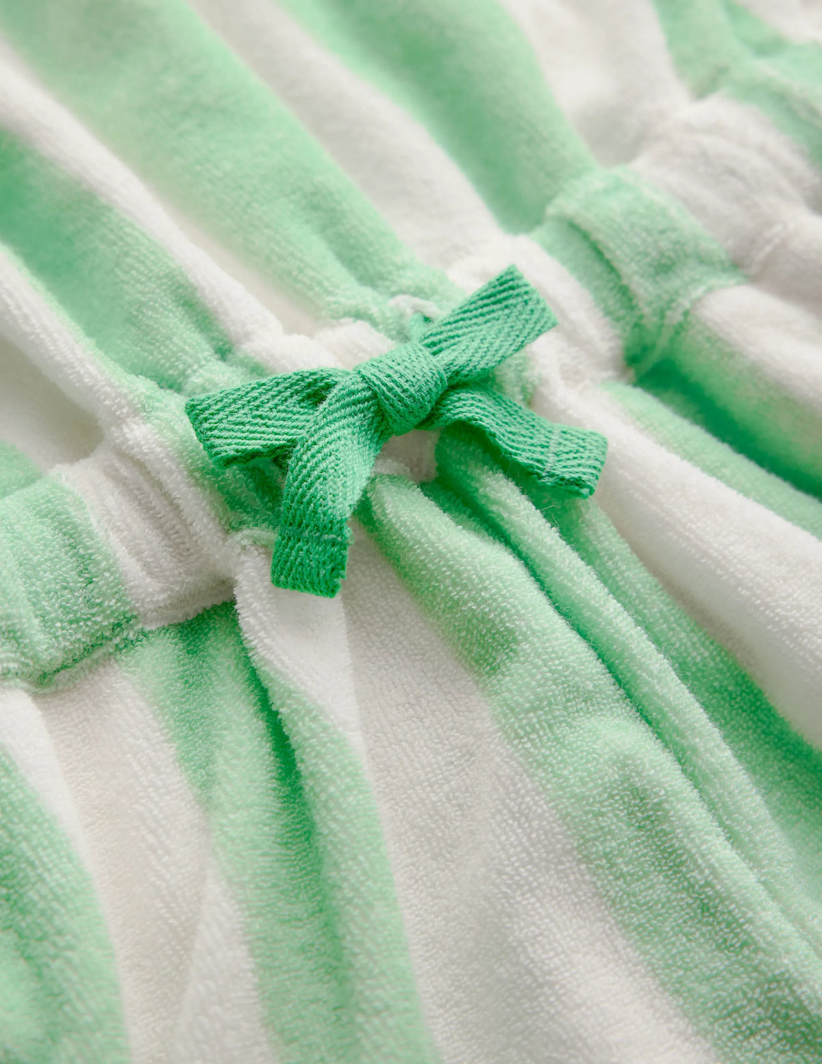 Relaxed Towelling Playsuit-Pale Green Stripe