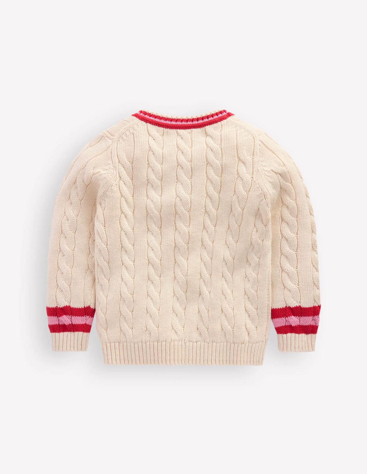 V-neck Cable Sweater-Ecru Marl