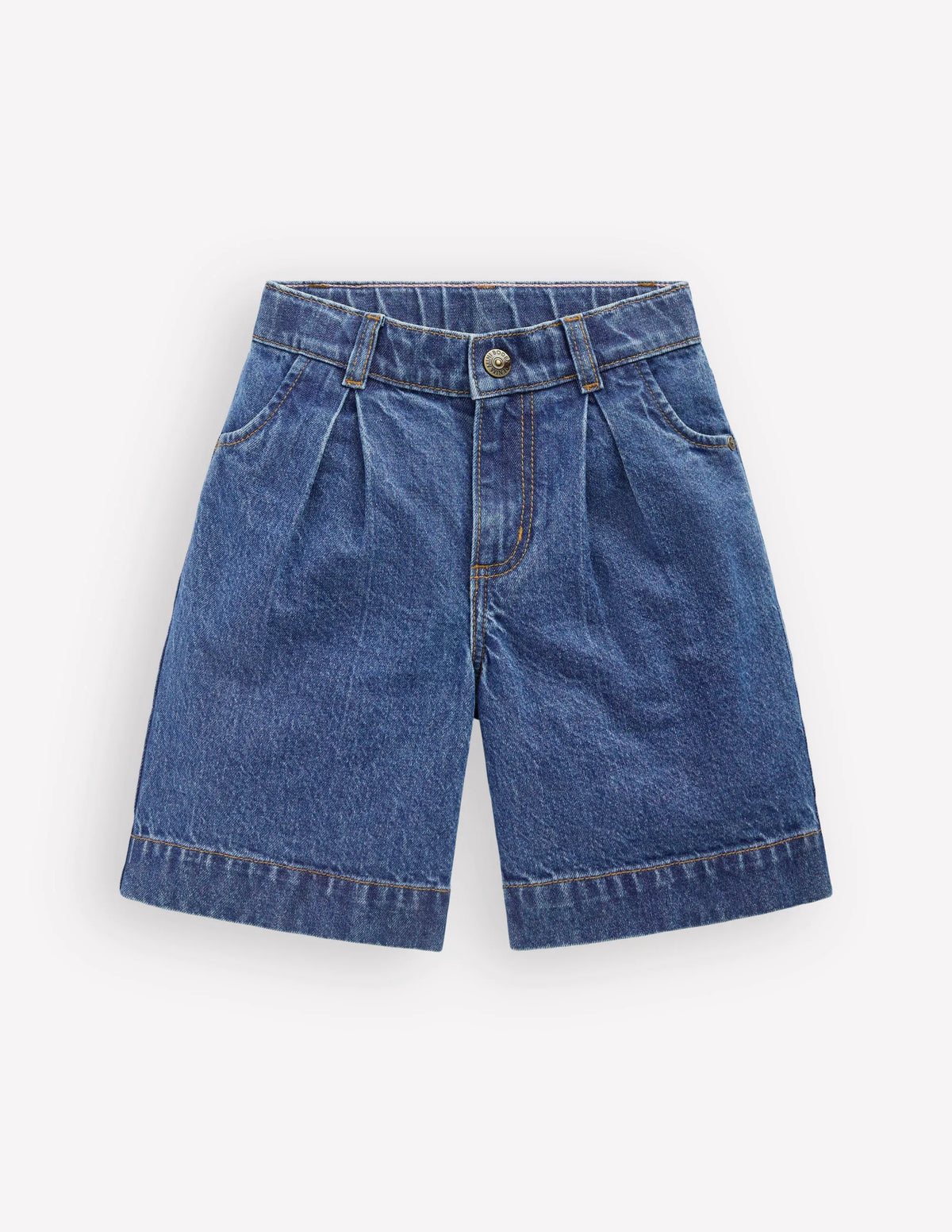 Long Denim Shorts-Mid Vintage Denim