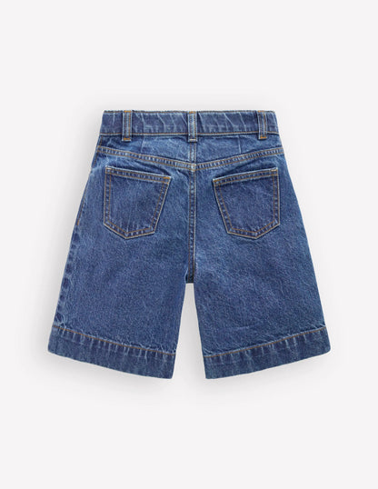 Long Denim Shorts-Mid Vintage Denim