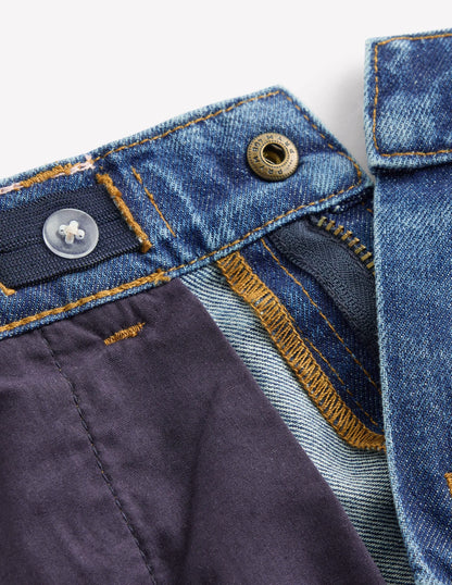 Long Denim Shorts-Mid Vintage Denim