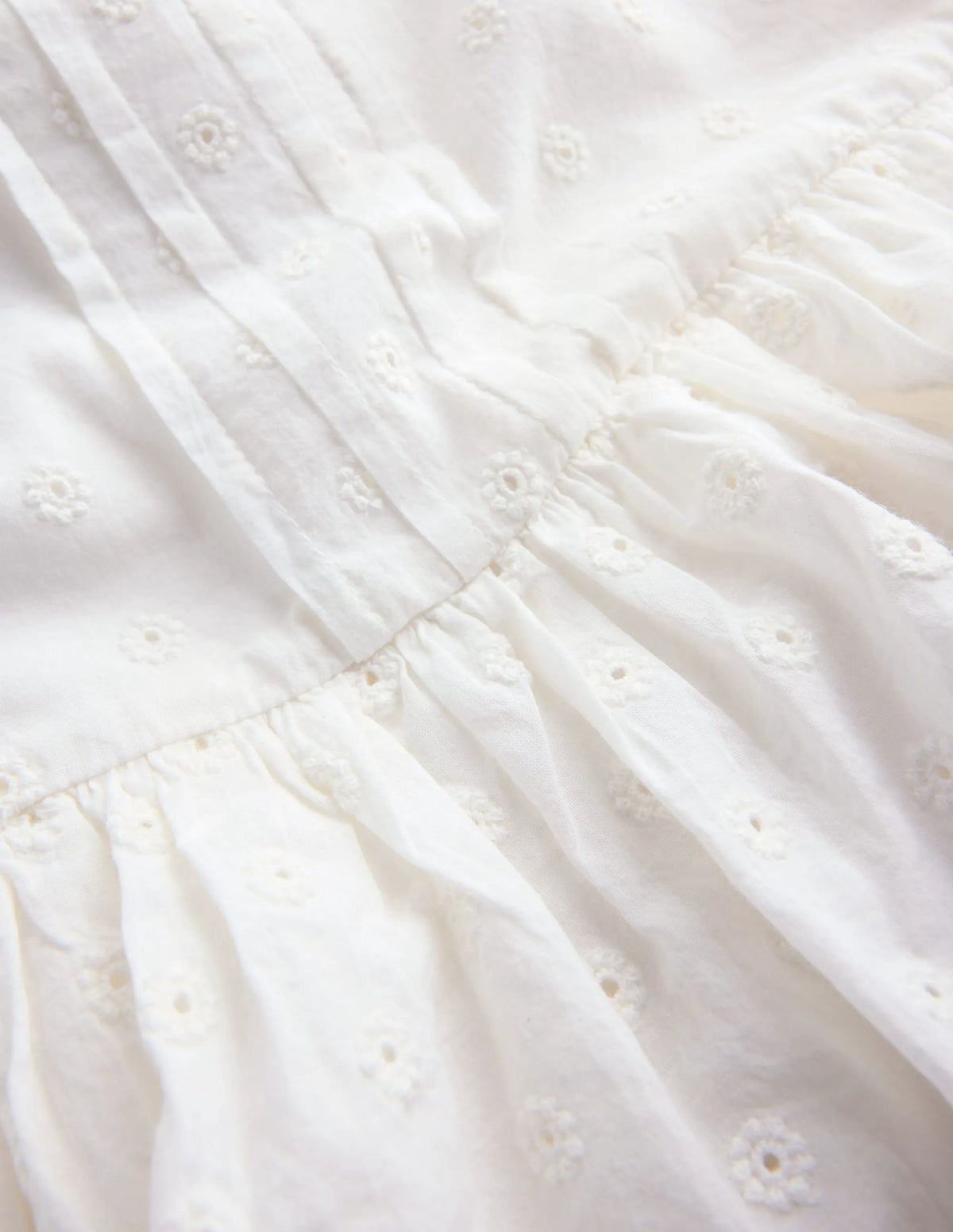 Pintuck Tiered Dress-Soft Ivory