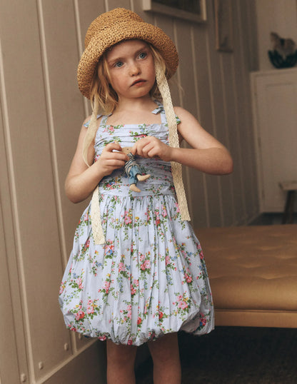 Ruched Bodice Bubble Dress-Vintage Floral