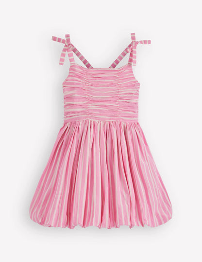 Ruched Bodice Bubble Dress-Formica Pink Stripe