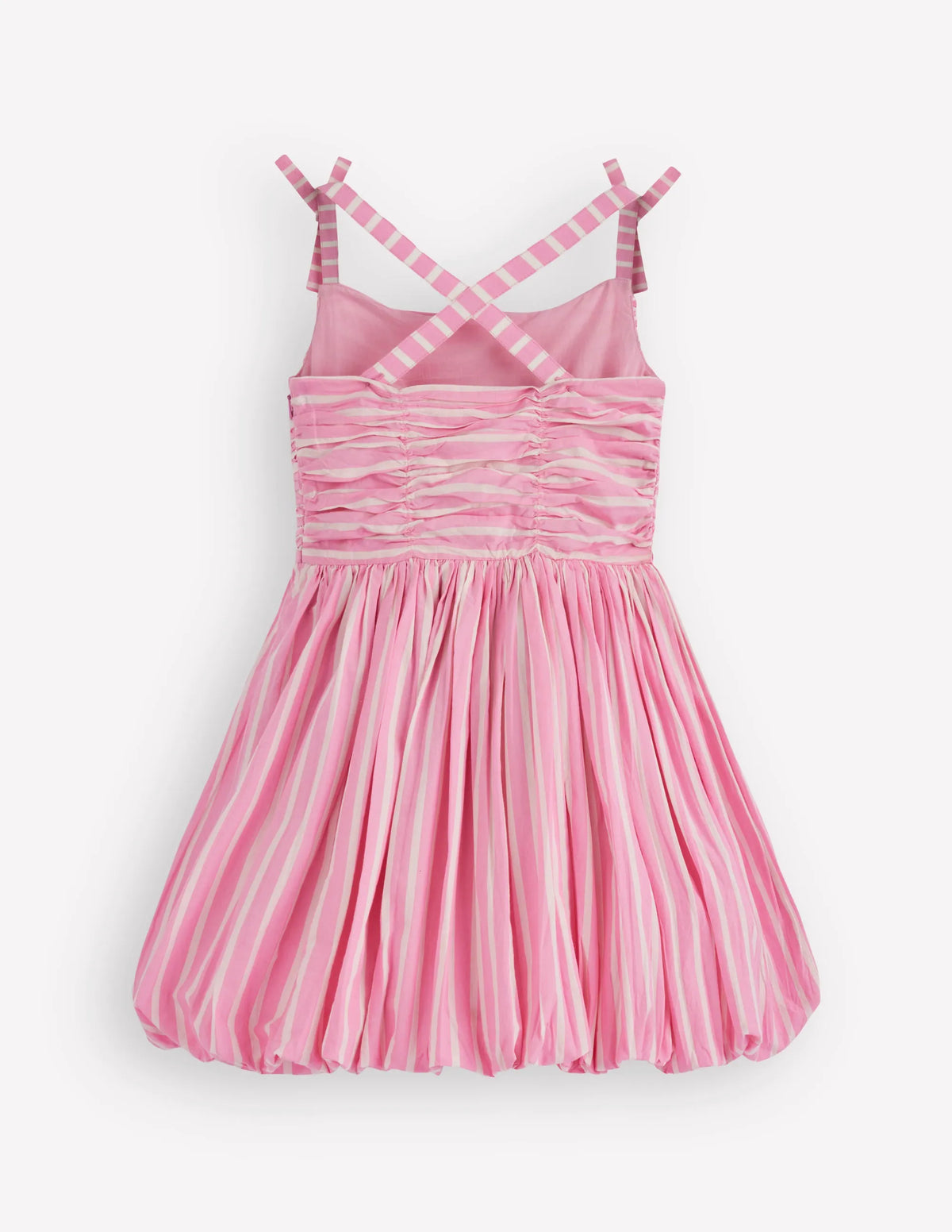 Ruched Bodice Bubble Dress-Formica Pink Stripe