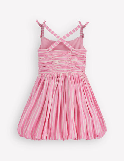 Ruched Bodice Bubble Dress-Formica Pink Stripe