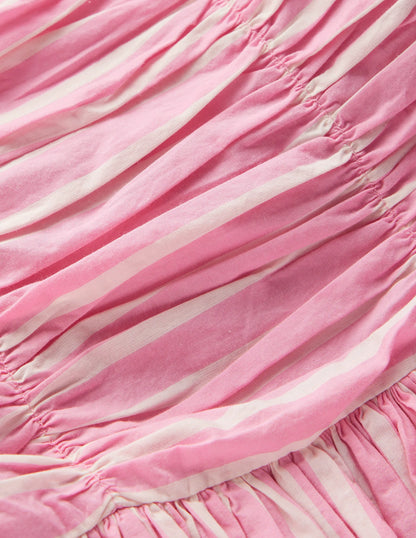 Ruched Bodice Bubble Dress-Formica Pink Stripe