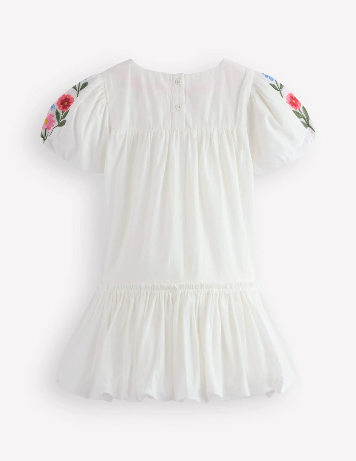 Drop Waist Bubble Dress-Soft Ivory Embroidery