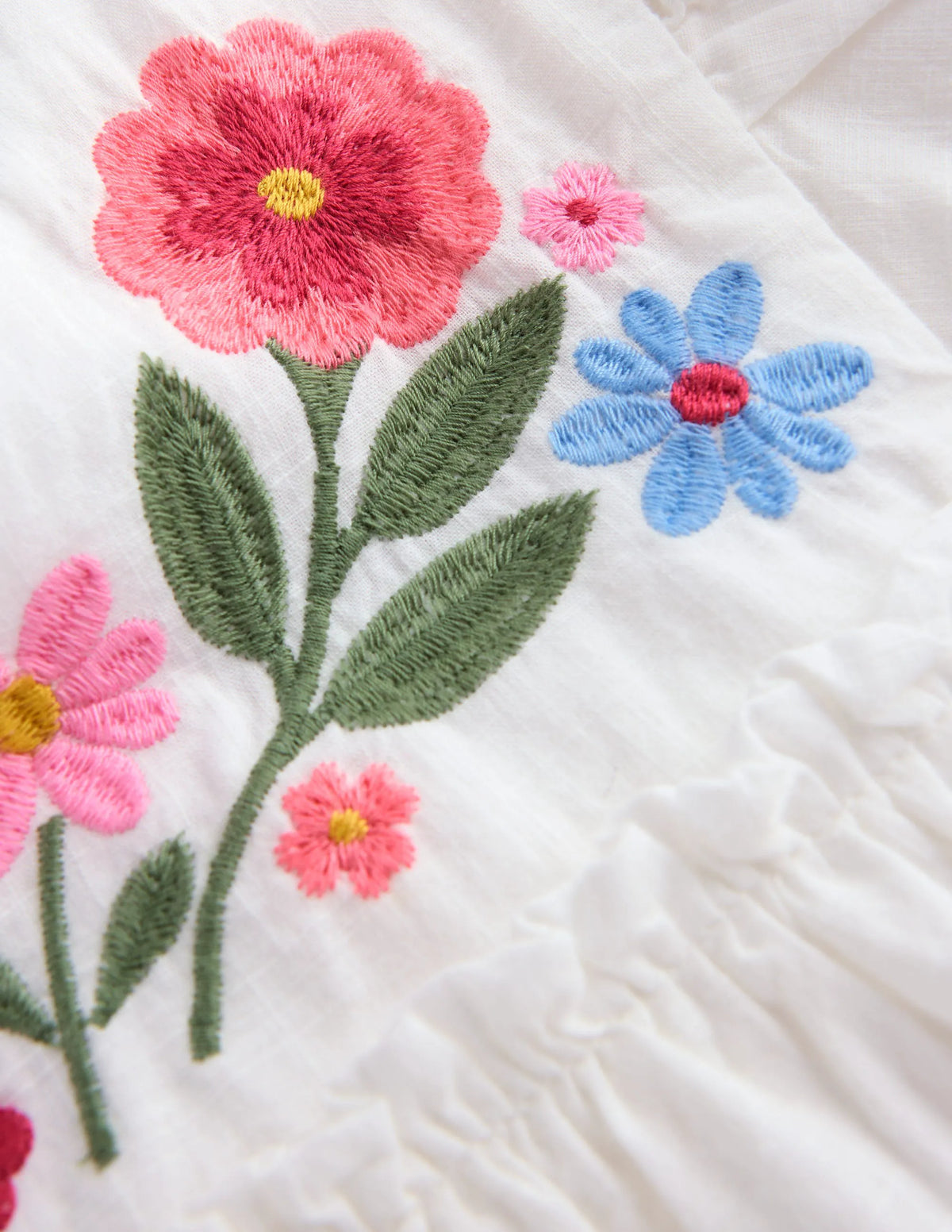 Drop Waist Bubble Dress-Soft Ivory Embroidery