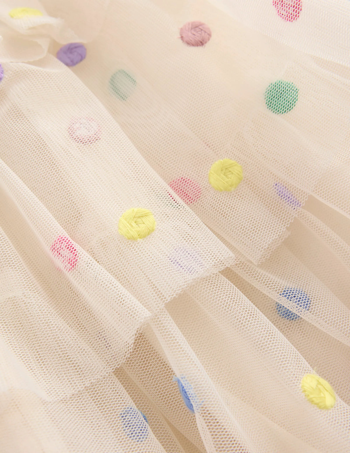 Tulle Interest Skirt-Soft Ivory Multi Spot
