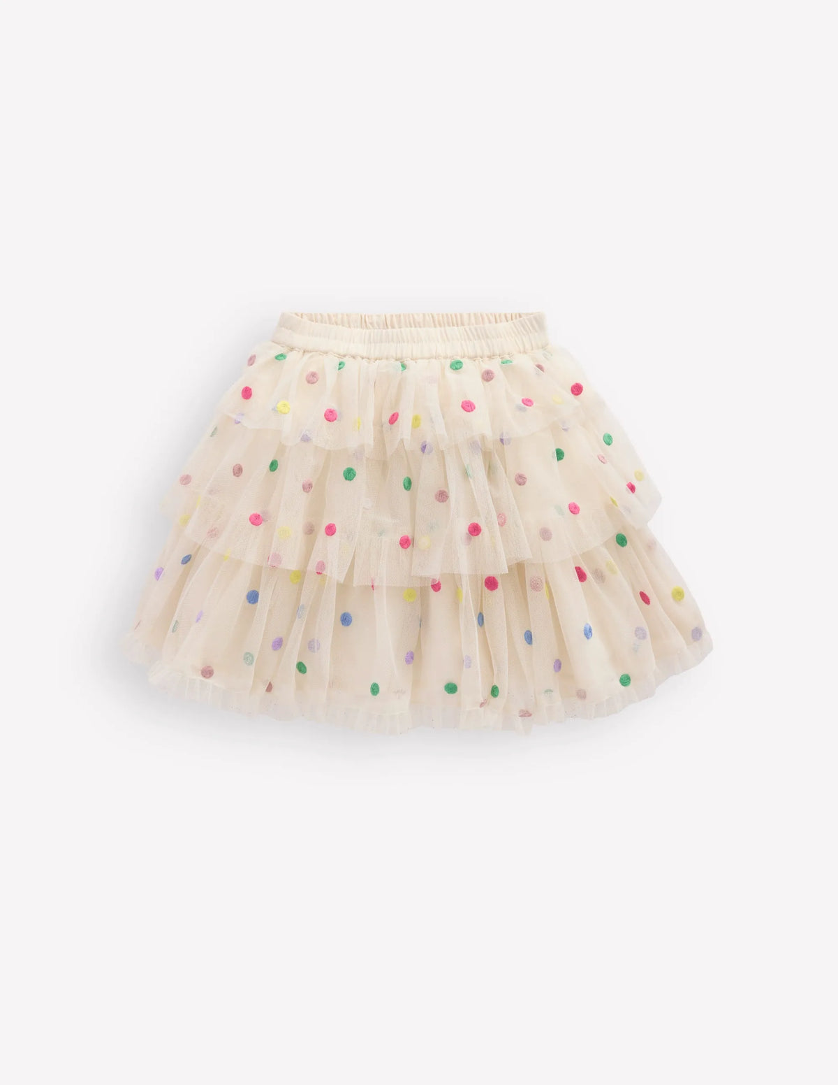 Tulle Interest Skirt-Soft Ivory Multi Spot