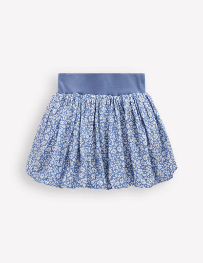 Bubble Hem Skirt-Wave Blue Vintage Ditsy Floral