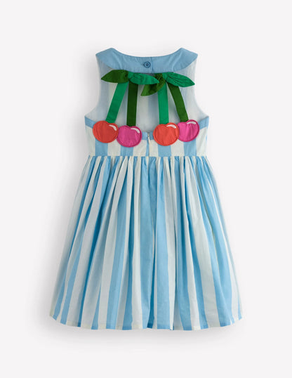 Harlow Logo Dress-Cloud Blue Cherry Stripe