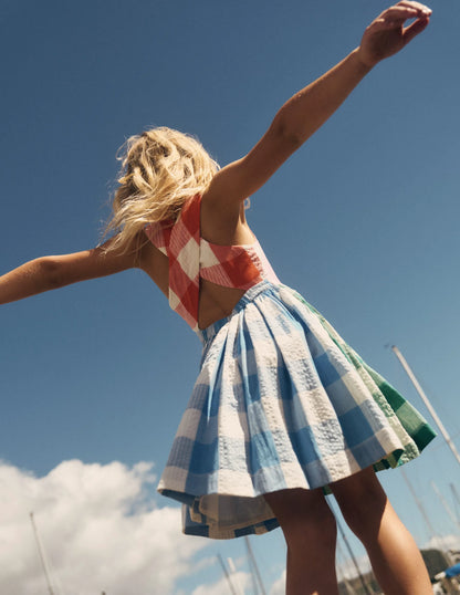 Harper Cross-Back Dress-Gingham Hotchpotch